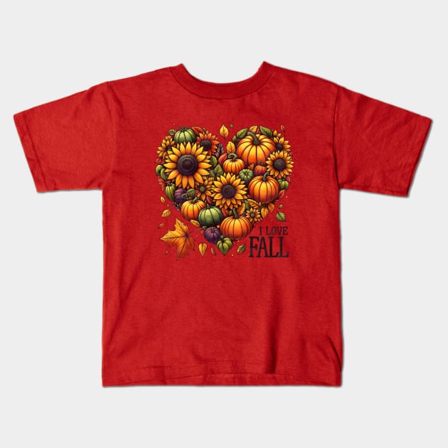 I Love Fall Kids T-Shirt by Nessanya